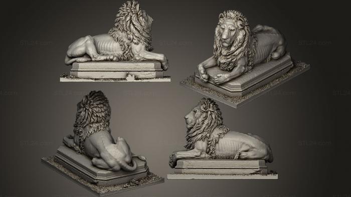 Статуэтки львы тигры сфинксы (Спокойный лежащий лев, STKL_0003) 3D модель для ЧПУ станка